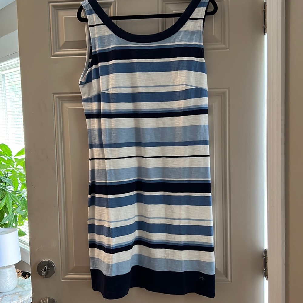 Southern Tide Sleeveless Striped Midi Dress in Navy and Light Blue